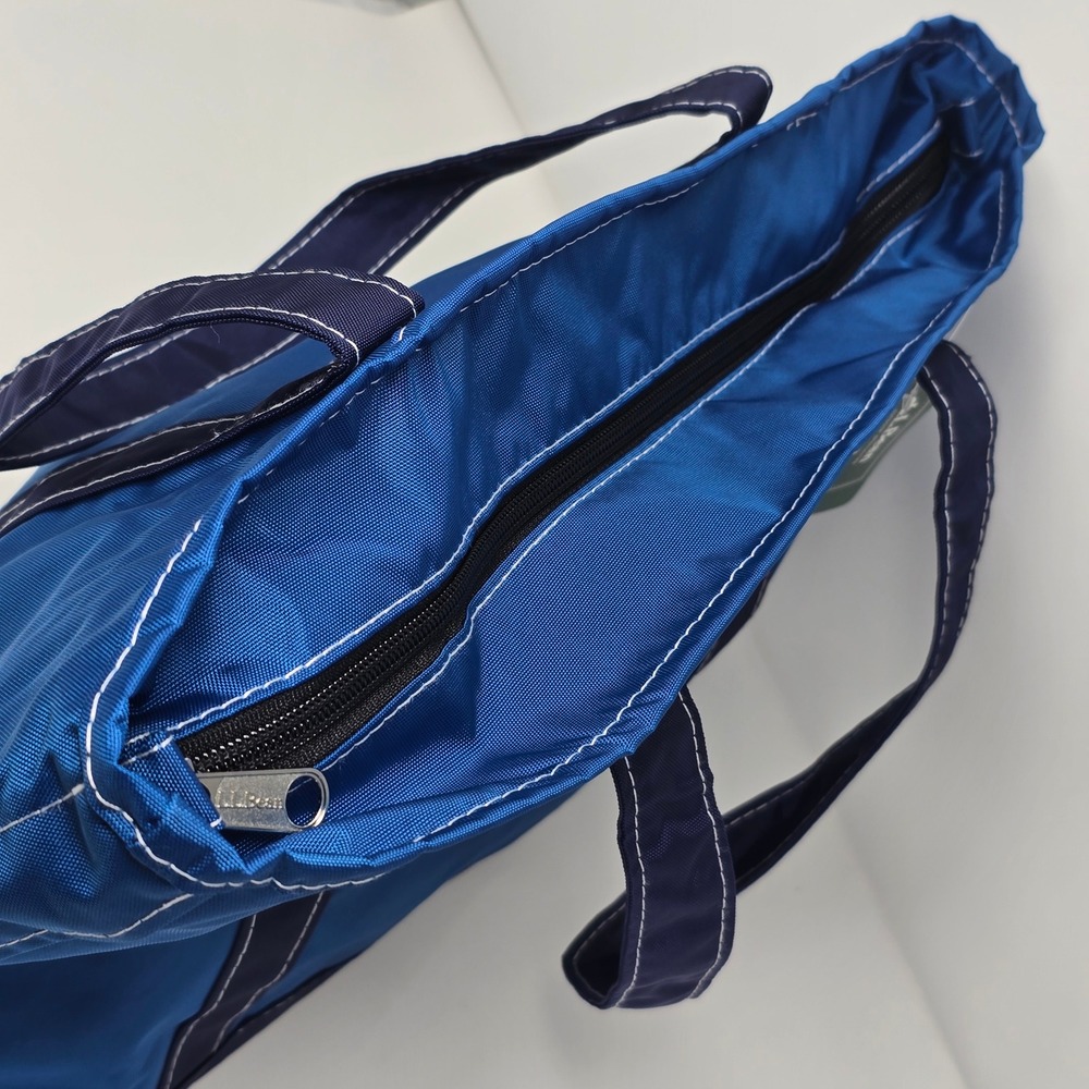 LL Bean Everyday Lightweight Tote Medium Nautical Blue Nylon Bag 283728 - Picture 6 of 14